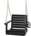 VINGLI Heavy Duty 880 LBS HDPE Porch Swing Outdoor with Rotatable Cup Holder, with Adjustable Chains, 1 Person Hanging Porch Swing Chair for Porch, Yard, Tree, Garden - Black