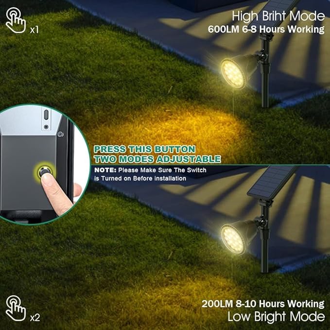 Solar Spotlights, 18 LED Solar Lights Outdoor Waterproof, 2 Mode Soft Warm White Landscape Lighting Auto On/Off Spot Lights for Flag Pole Garden Yard Tree Driveway Pool, 4 Pack