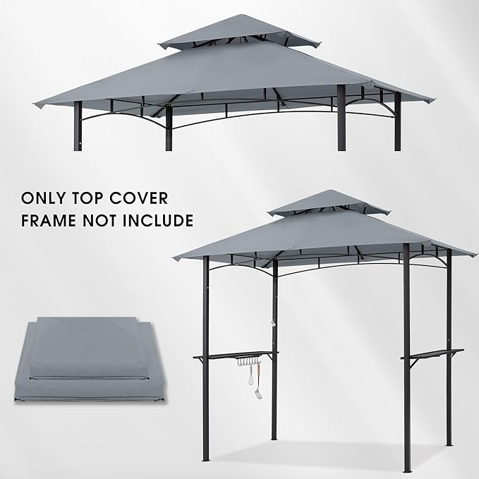 MASTERCANOPY Grill Gazebo Replacement Canopy Top for Model L-GG001PST-F (Gray)