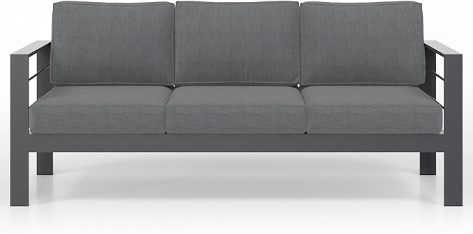 Solaste Outdoor Couch Aluminum Patio Furniture Sofa, 3-Seat All-Weather Metal Outdoor Patio Furniture with Cushions,Dark Grey