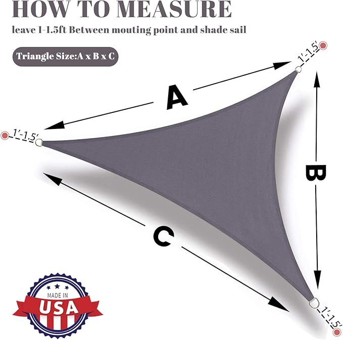 SUNLAX Custom Size 10'x18'x20.6' Dark Grey (Gray) Sun Shade Sail Right Triangle UV Block Sunshade for Backyard Yard Deck Patio Garden Outdoor Facility (Customized)