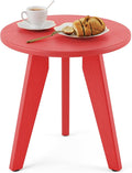 HDPS Outdoor Side Table, Small Round Side Table Weather-Resistant, Outdoor Side Tables for Patio, Porch, Deck, End Table for Plant Stand, Living Room, Bedroom, Red