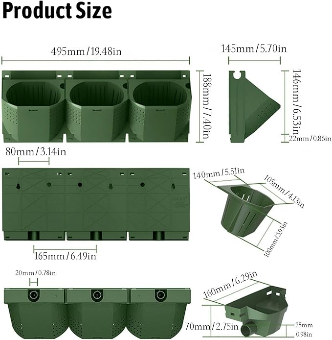 36 Pockets Living Wall Planter Indoor, Self Watering Wall Hanging Planters for Outdoor Plants Stackable, Cascading Vertical Planter Garden (36 planters Set)