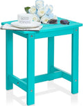 Y&M Outdoor Side Table, HIPS Adirondack Small Single Table, Waterproof Square Outside Table, Balcony Modern End Tables for Patio, Pool, Beach, Porch, Deck, Indoor or Outdoor Use, Aruba Blue