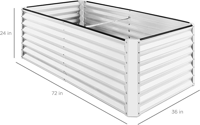 Best Choice Products 6x3x2ft Outdoor Metal Raised Garden Bed, Deep Root Box Planter for Vegetables, Flowers, Herbs, 269 Gallon Capacity, 100% Non Toxic Materials - White