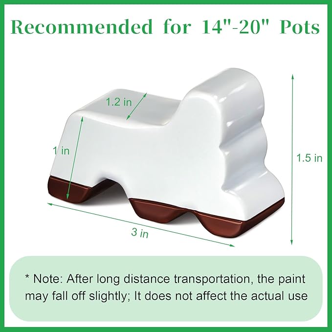 Kigeli 6 Pcs Resin Garden Pot Feet for Outdoor Planters 3 Inch Long 1.5 Inch Tall Flower Handmade Elevator Plant Feet Frost Proof Lifter for 14-20 in Pot (White)