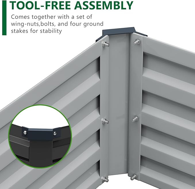 3 Pack 6x3x1FT Galvanized Raised Garden Bed Kit, Outdoor Metal Planter Box for Vegetables, Bottomless Rectangular Gardening Bed with Support Rods, Tool-Free Assembly, Black