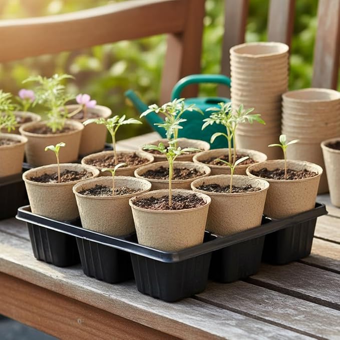 Peat Pot, 126 Packs 3.15 Inch Seed Starting Pots with Drainage Holes Round Nursery Pot, Biodegradable Round Plant Seed Starter Peat Pots Germination Seedling Trays