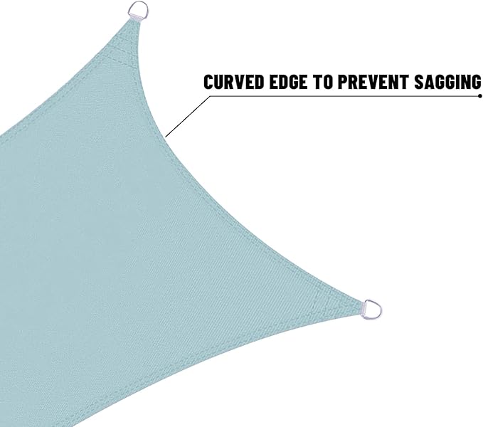 LOVE STORY Waterproof 16' x 16' x 16' Triangle Sky Blue Sun Shade Sail Cannoy UV Resistant for Outdoor Patio Garden Backyard (We Make Custom Size)