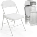 VINGLI 8 Pack Folding Chairs with Padded Seats, Metal Frame with Pu Leather Seat & Back, Capacity 350 lbs, White