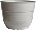 Garden Elements Indoor/Outdoor Glazed Brushed Happy Plastic Planter, Large, Cream, 15"