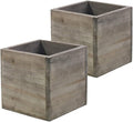 Wooden Planter Box I Rustic Barn Wood with Plastic Liner l Garden Decor l Restaurant and Wedding Decorations (6x6 Set of 2, Natural)