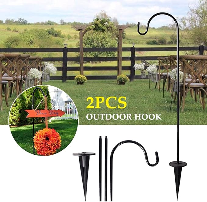 2 Pack Adjustable Shepherd Hooks, 26.77 Inch Stainless Steel Garden Stakes for Hanging Plants, Outdoor Decor, Weddings, Solar Lights, Plant Baskets, Durable & Versatile