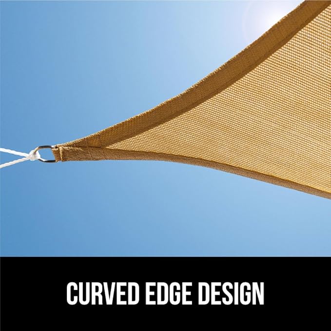GORILLA GRIP Heavy Duty Sun Shade, UV Protection Fade Tear and Rust Resistant Rectangle Sunshade Canopy, Curved Edges Blocks Sunlight, Breathable Sail, Outdoor Patio, Lawn Garden, 6x10 FT Sand