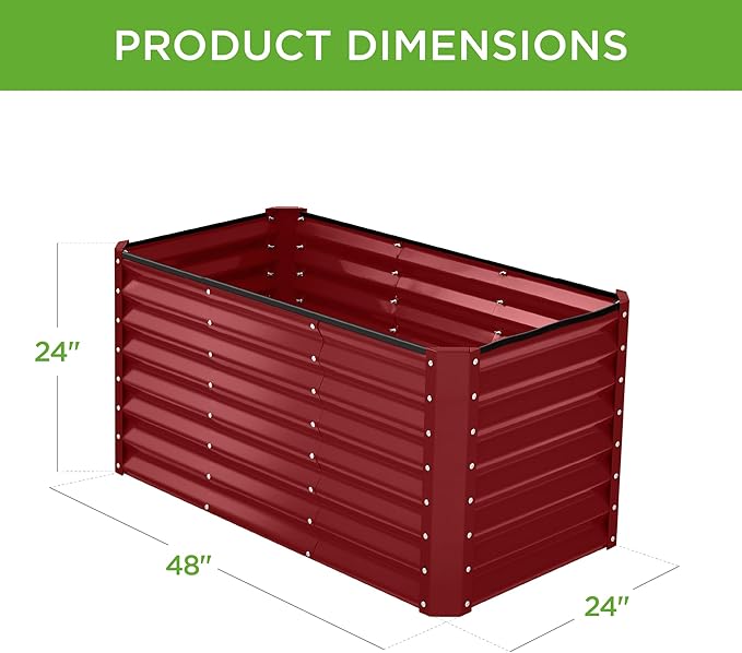 Best Choice Products 4x2x2ft Outdoor Metal Raised Garden Bed, Deep Root Box Planter for Vegetables, Flowers, Herbs, 119 Gallon Capacity, 100% Non Toxic Materials - Royal Red