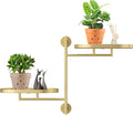 Rotating Window Shelves for Multiple Plants Indoor,2-tier Metal Corner golden Plant Stand Holder Floating Hanger Shelf for Wall，Windows Sill Gifts for Planter Lover to Enhance Home Decor