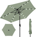 Best Choice Products 7.5ft Outdoor Solar Market Table Patio Umbrella for Deck, Pool w/Tilt, Crank, LED Lights - Sage Green