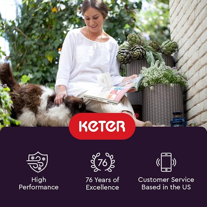 Keter Cylinder Set of 3 Rattan Resin Planter for Indoor and Outdoor Plants Ideal Decorative Planter for Porches and Patio Decor, Taupe