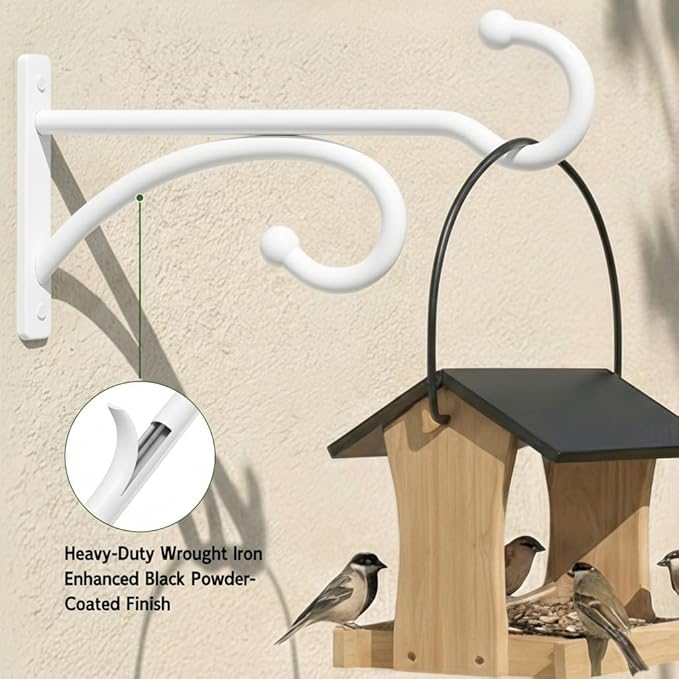2Pack 6 Inch Plant Hangers for Hanging Baskets, Hanger for Indoor and Outdoor Plant Pots Holder, Wall Hook for Planters, Flower Basket, Wind Chimes, Lantern, Light, Bird Feeder, Home Décor-White