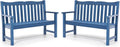 Stoog Outdoor Benches Set of 2, 2-Person All-Weather HIPS Garden Bench with 800 lbs Weight Capacity, Never Rot or Fade, Used for Patio, Deck, Backyard, Blue