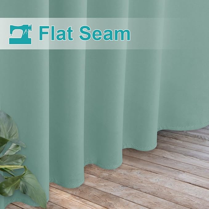 NICETOWN 2 Panels Aqua Blue Outdoor Curtainss for Patio Waterproof, Self-Stick Detachable Tab Top Blackout Thermal Insulated Public Dividers Vertical Drapes for Front Pergola/Pool, W52 x L84