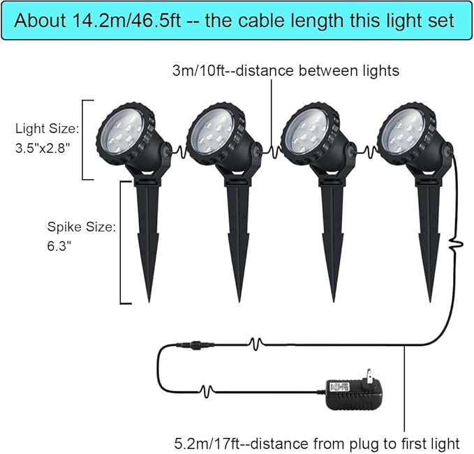 Outdoor lights Outdoor Landscape Lighting 12W Outdoor Spot Lights with Transformer for Yard Garden House Lawn Tree Flags Warm White LED Landscape Lights Christmas lights IP66 Waterproof 4 Pack