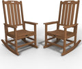 Oversized Rocking Chair Set of 2, Outdoor Rocking Chair for Adults, All Weather Resistant Porch Rocker for Lawn Garden, Wood