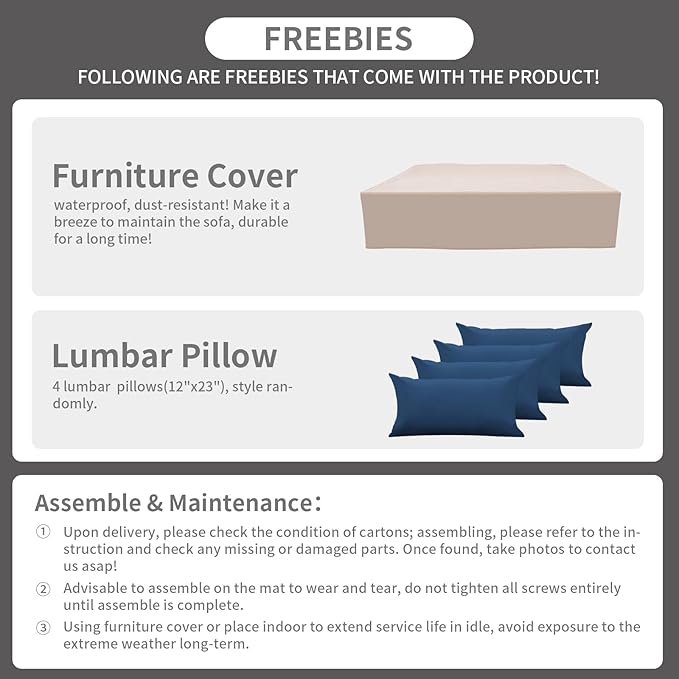 9 Pieces Outdoor Sectional All-Weather Wicker Patio Furniture Set Patio Sectional and Glass Patio Table Non-Slip Cushions and Waterproof Covers, Navy Blue
