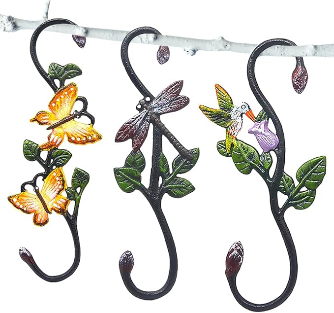 Heavy Duty S Hooks, Large Plant Hangers Outdoor, Metal Decorative Plant Hooks for Hanging Garden Planters, Flower Baskets, Pots, Bird Feeders