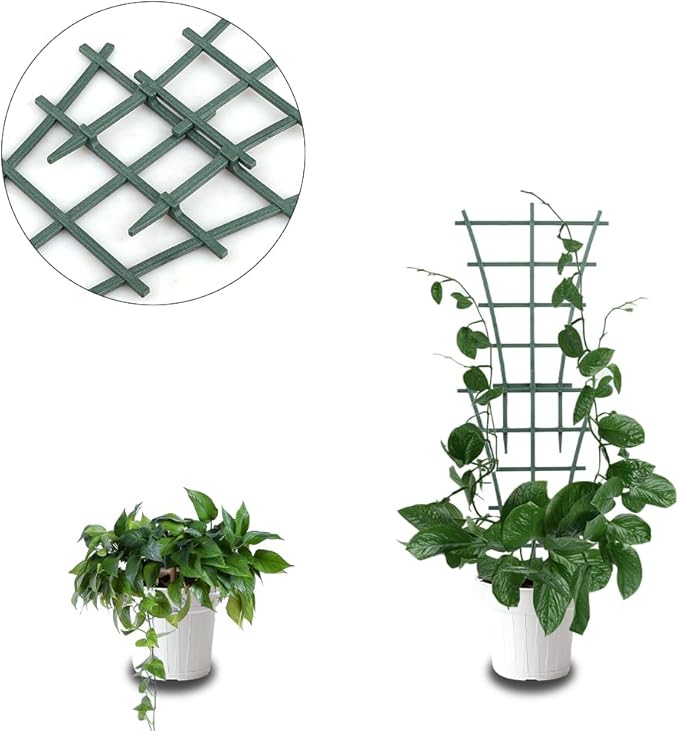 Trellis Small Outdoor, Mini Vine Support Indoor Plant Trellis for Climbing Plants Patio Pot Stackable Potted Stakes Plastic Houseplant Superimposed Garden Planter Vegetable Flower 5.91“ W x 10.24” h