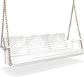 VINGLI Upgraded Patio Wooden Porch Swing for Courtyard & Garden, Heavy Duty 880 LBS Swing Chair Bench with Hanging Chains for Outdoors (5 FT, White)