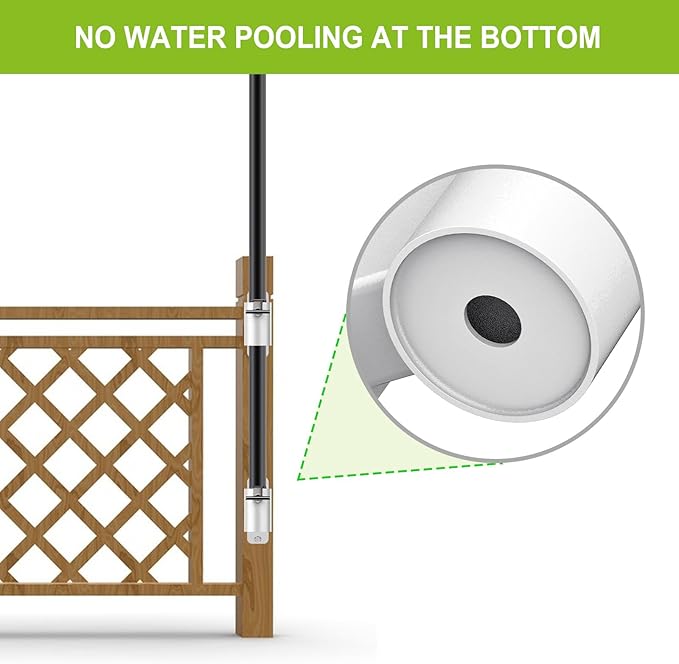Heavy Duty Deck Railing Umbrella Holder, Patio Umbrella Stand for 1-2 Inch Poles, Space-Saving Design, Secure & Sturdy Post Flat Mount for Deck Railing, Balcony, Outdoor Courtyard, White