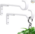 8 Inch 2 Pack White Heavy Duty Outdoor Plant Hangers, Iron Hanging Plant Brackets for Hanging Plants Outside, Metal Plant Hooks Plant Wall Hooks for Hanging Lantern, Bird Feeder
