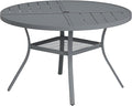 VICLLAX Round Patio Table with Adjustable Umbrella Hole for 6, All Weather Metal Outdoor Dining Table for Lawn Garden, 47.2" Outdoor Coffee Table, Grey Tabletop
