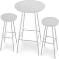 Best Choice Products 3-Piece Patio Dining Set, Bar Height, Outdoor Bistro Set, Outdoor Round Bar Table w/ 2 Bar Stools, Steel - White