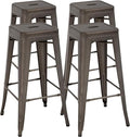 FDW Metal Bar Stools Set of 4 Counter Height Bar Stools 24 Inches Industrial Bar Chairs Patio Stool Stackable Backless Stool Indoor Outdoor Metal Kitchen Stools Bar Chairs (Bronze, 30")