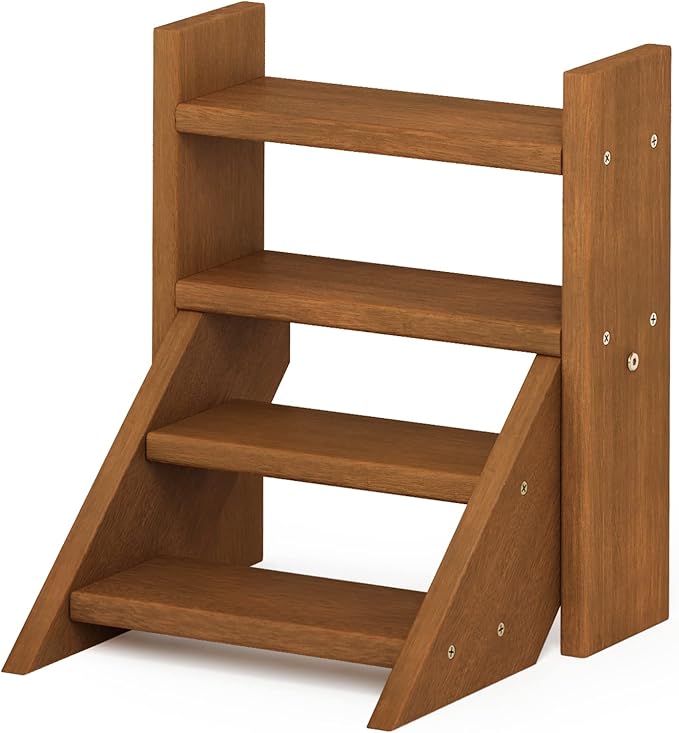 Furinno Tioman Outdoor Planter Staircase, Dark Red Meranti Hardwood