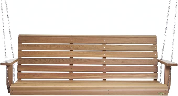 All Things Cedar PS60-SW10 Porch Swing | 5Ft Outdoor Furniture & Patio Swing | Handcrafted Western Red Cedar | Comfort Springs, Easy Assembly, Sustainable Outdoor Bench 68.5x23x24
