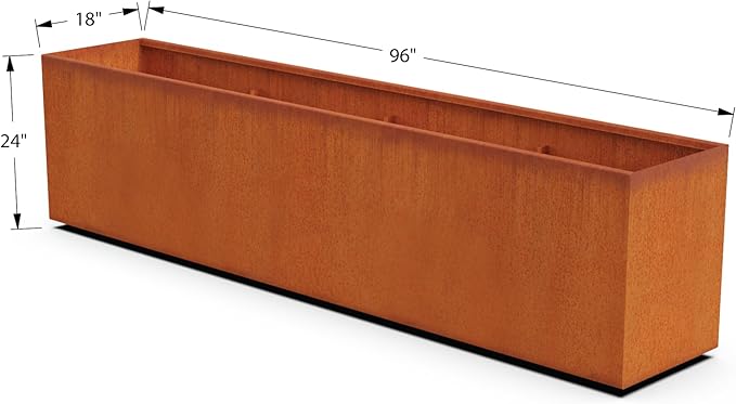 Plantercraft Extra Large Planters Outdoor 96 Inch - Large Rectangular Planters for Outdoor Plants, Corten Steel Planter Box for Garden & Patio Dividers, Metal Planter Rectangle, Fully Assembled