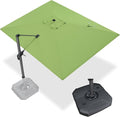 PURPLE LEAF 9' X 11.5' Square Cantilever Umbrella Patio Umbrella with Base Outdoor Umbrella Aluminum Offset with 360-degree Rotation for Garden Deck Pool Patio Apple Green