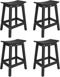 VINGLI 24 Inch Outdoor Bar Stools Set of 4, HDPE Weather Resistance Counter Height Bar Stools Durable Heavy Duty Patio Chairs for Bar Deck Balcony Kitchen Counter and Yard (Black, 24 Inch 4 PC)