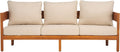 SAFAVIEH Outdoor Collection Theo Natural Teak Solid Wood/Taupe Cushion 3-Seater Sofa