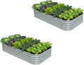 2-Pack Galvanized Raised Garden Bed 8x4x1.5 | 10x2x1.5 ft, 18" Tall Metal Planter Boxes Outdoor for Herb Vegetable, Modular Raised Flower Bed for Gardening with Zn-Al-Mg Coated - Brooklyn Grey