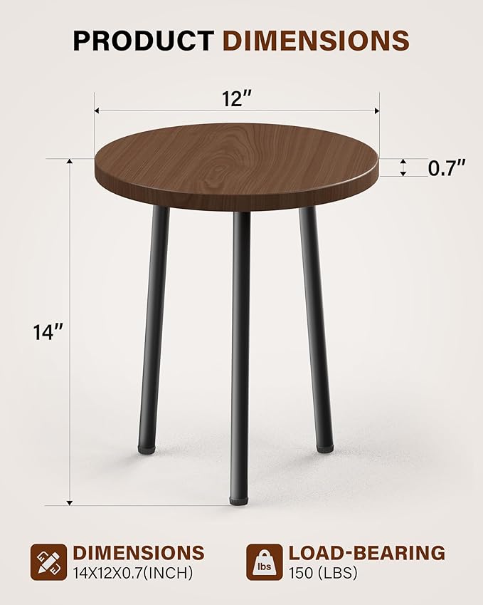 Plant Stand Indoor 14'': Indoor Plant Stand 2 Pack Metal Plant Table - Wood Plant Stool Outdoor Small Round Side End Table Mid Century Modern Decor - Home Decor