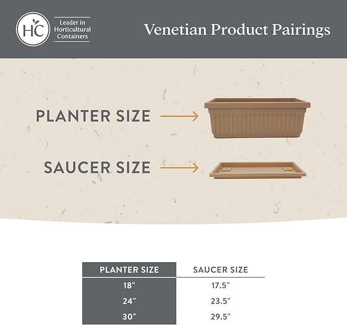 The HC Companies 30 Inch Venetian Window Planter Box with Drainage Plug, Lightweight UV-Resistant Plastic Indoor & Outdoor Planters, 2-Pack Flower Box for Garden & Home Decor, Warm Gray
