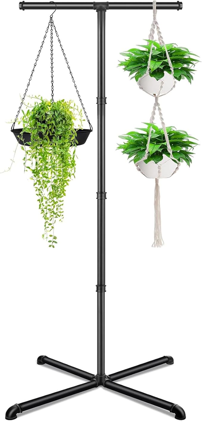 Plant Hanger Indoor, Hanging Plant Stand Heavy Duty Metal Standing Plant Hanger with 4 Hooks Hanging Plant Holder Hanging Planter for Indoor Plants Bedroom Living Room Balcony