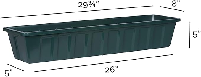 Root & Vessel Poly-Pro Plastic Flower Box Planter, Hunter Green, 30-Inch