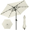 Best Choice Products 7.5ft Outdoor Solar Market Table Patio Umbrella for Deck, Pool w/Tilt, Crank, LED Lights - Ivory