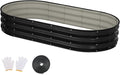 Raised Garden Bed, 6x3x1ft Galvanized Outdoor Planter Beds with Safety Edging and Gloves, Oval Metal Planter Box for Gardening Vegetables Flowers Herb-Black