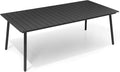 83" Patio Outdoor Dining Table for 6-8, Weather-Resistant Wood-Grain Top with Aluminum Frame & Umbrella Hole for Deck Gatherings, Black